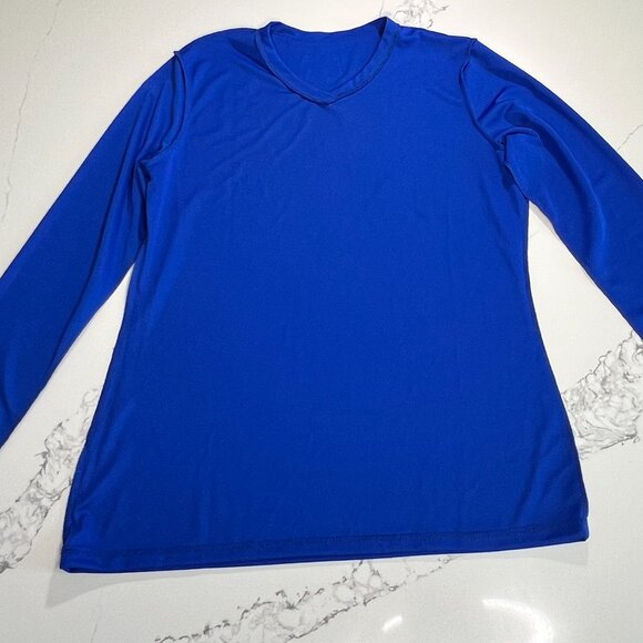 ASICS - Women's Ready Set Long Sleeve V neck TShirt - New Blue - Size XL - Picture 8 of 11